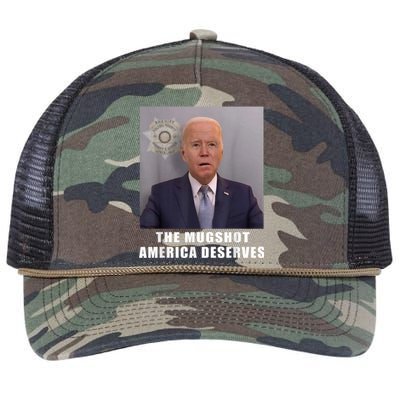 Mug Shot America Deserves Funny AntiBiden Retro Rope Trucker Hat Cap