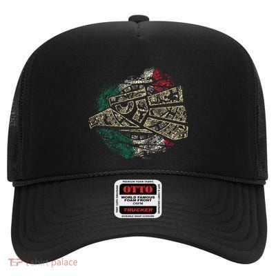 Mexico Sacred Aztec Calendar Mexican Eagle Archeological High Crown Mesh Back Trucker Hat