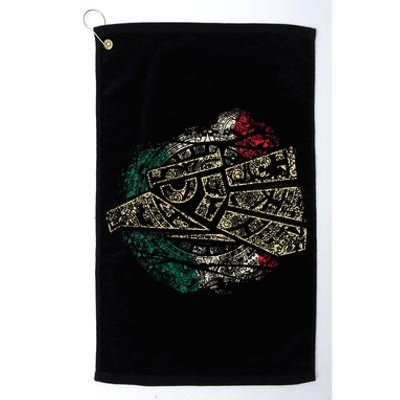 Mexico Sacred Aztec Calendar Mexican Eagle Archeological Platinum Collection Golf Towel