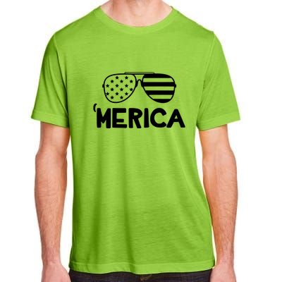 Merica Sunglasses American Flag Celebrate 4th Of July Patriotic Adult ChromaSoft Performance T-Shirt