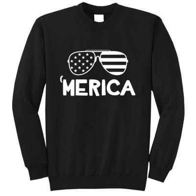 Merica Sunglasses American Flag Celebrate 4th Of July Patriotic Sweatshirt