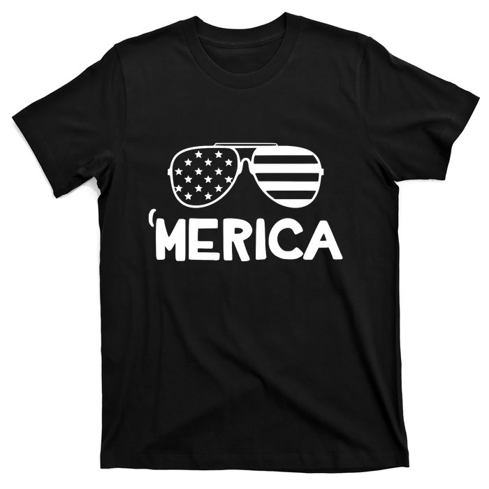 Merica Sunglasses American Flag Celebrate 4th Of July Patriotic T-Shirt