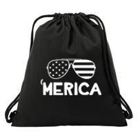 Merica Sunglasses American Flag Celebrate 4th Of July Patriotic Drawstring Bag