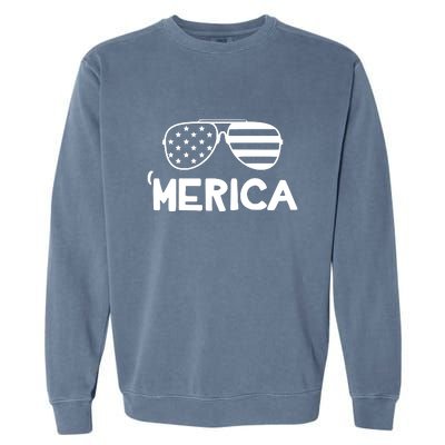 Merica Sunglasses American Flag Celebrate 4th Of July Patriotic Garment-Dyed Sweatshirt