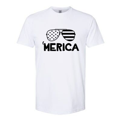 Merica Sunglasses American Flag Celebrate 4th Of July Patriotic Softstyle CVC T-Shirt