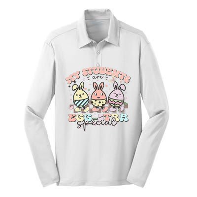 My Students Are Egg-stra Special Easter Day Cute Teacher Silk Touch Performance Long Sleeve Polo