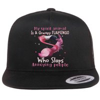 My Spirit Animal Is A Grumpy Flamingo Funny Flamingo Lovers Flat Bill Trucker Hat