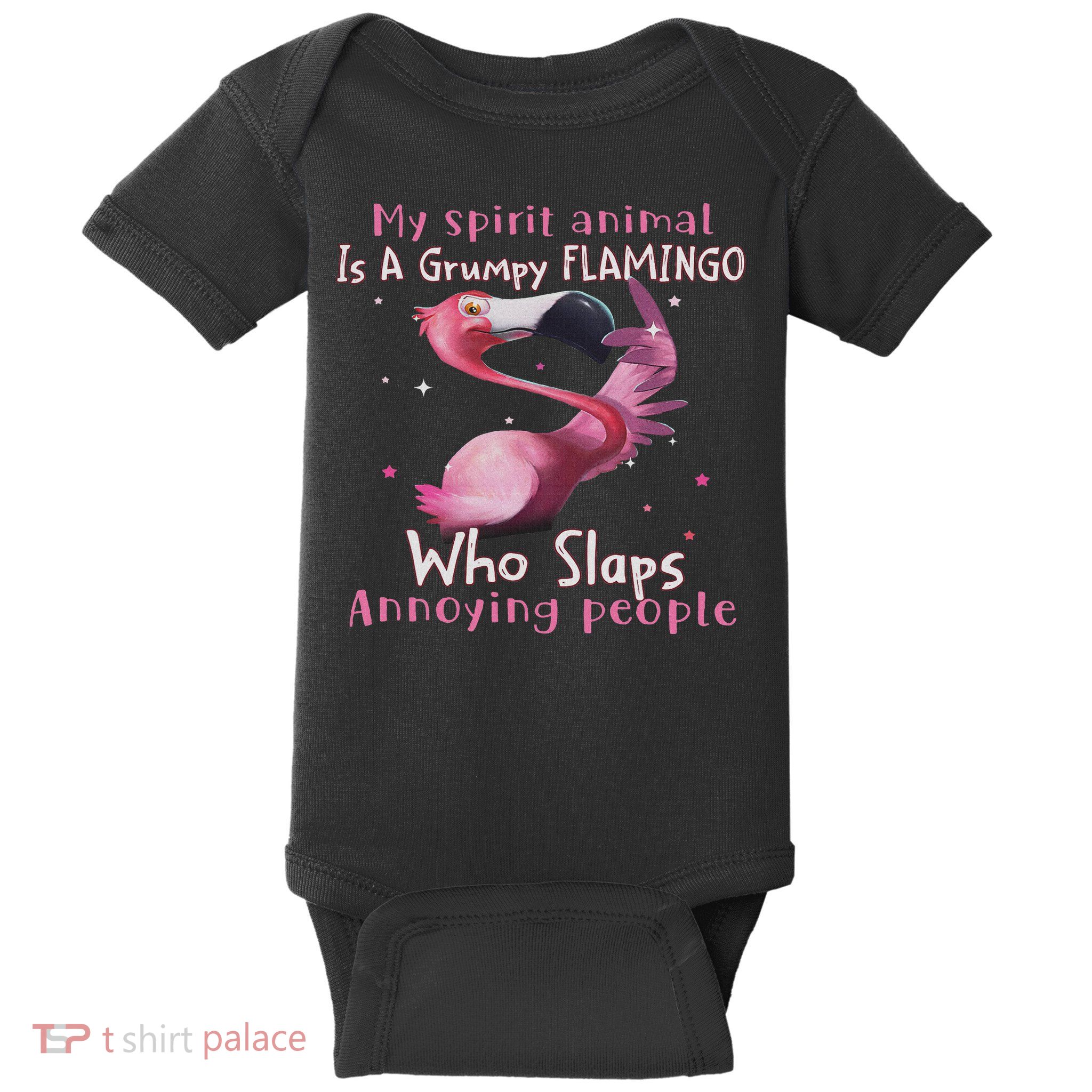 My Spirit Animal Is A Grumpy Flamingo Funny Flamingo Lovers Baby Bodysuit