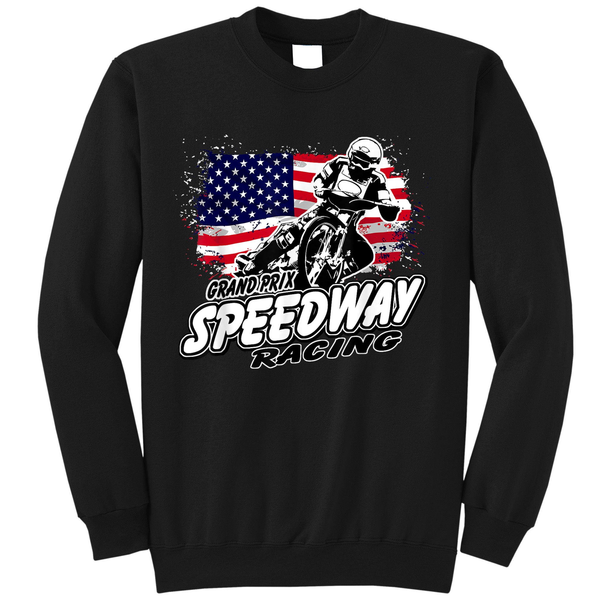 Motorcycle Speedway American Flag Flat Track Race Sweatshirt