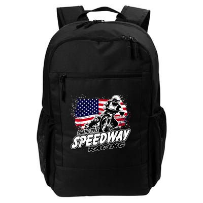 Motorcycle Speedway American Flag Flat Track Race Backpack