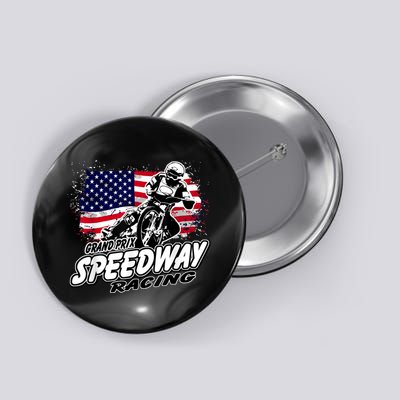 Motorcycle Speedway American Flag Flat Track Race Button