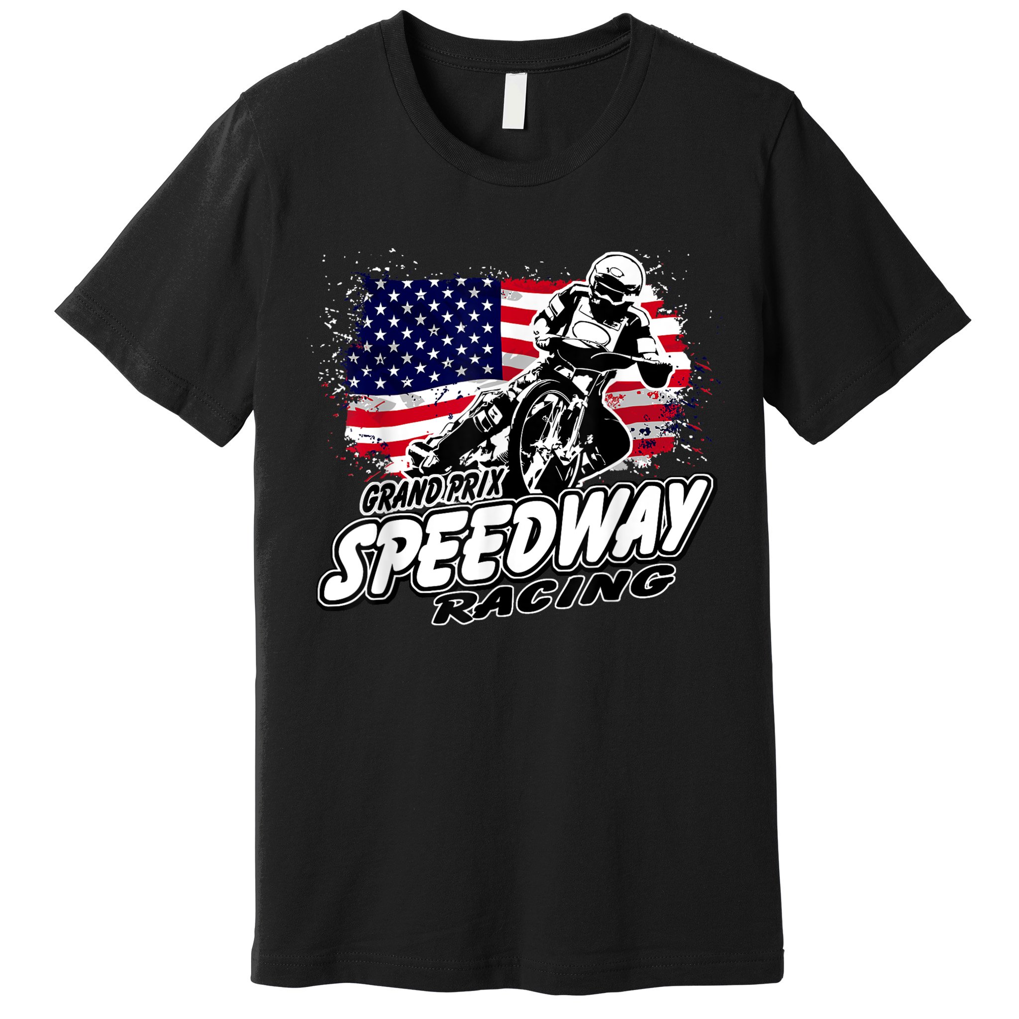 Motorcycle Speedway American Flag Flat Track Race Premium T-Shirt