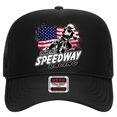 Motorcycle Speedway American Flag Flat Track Race Hat