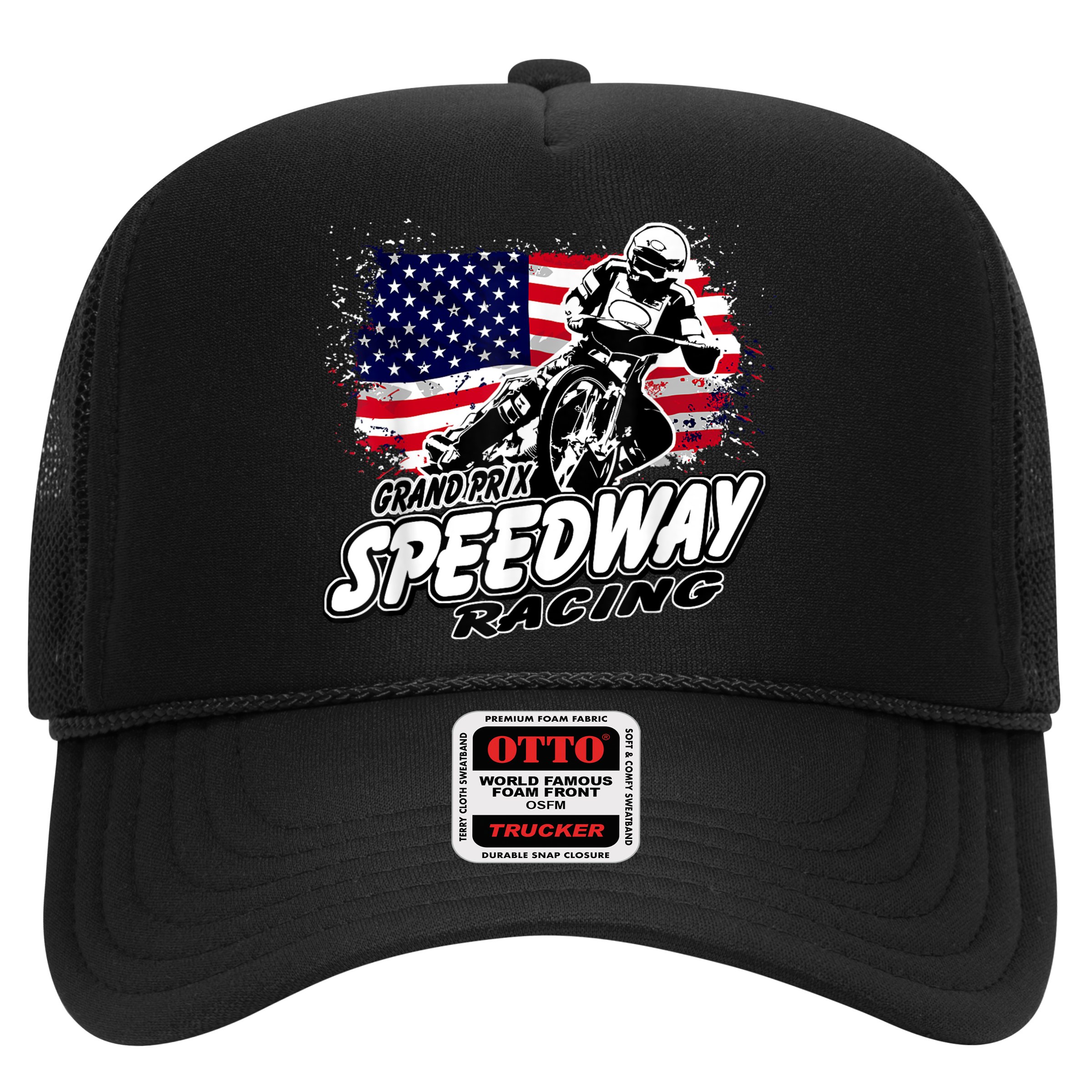 Motorcycle Speedway American Flag Flat Track Race Hat