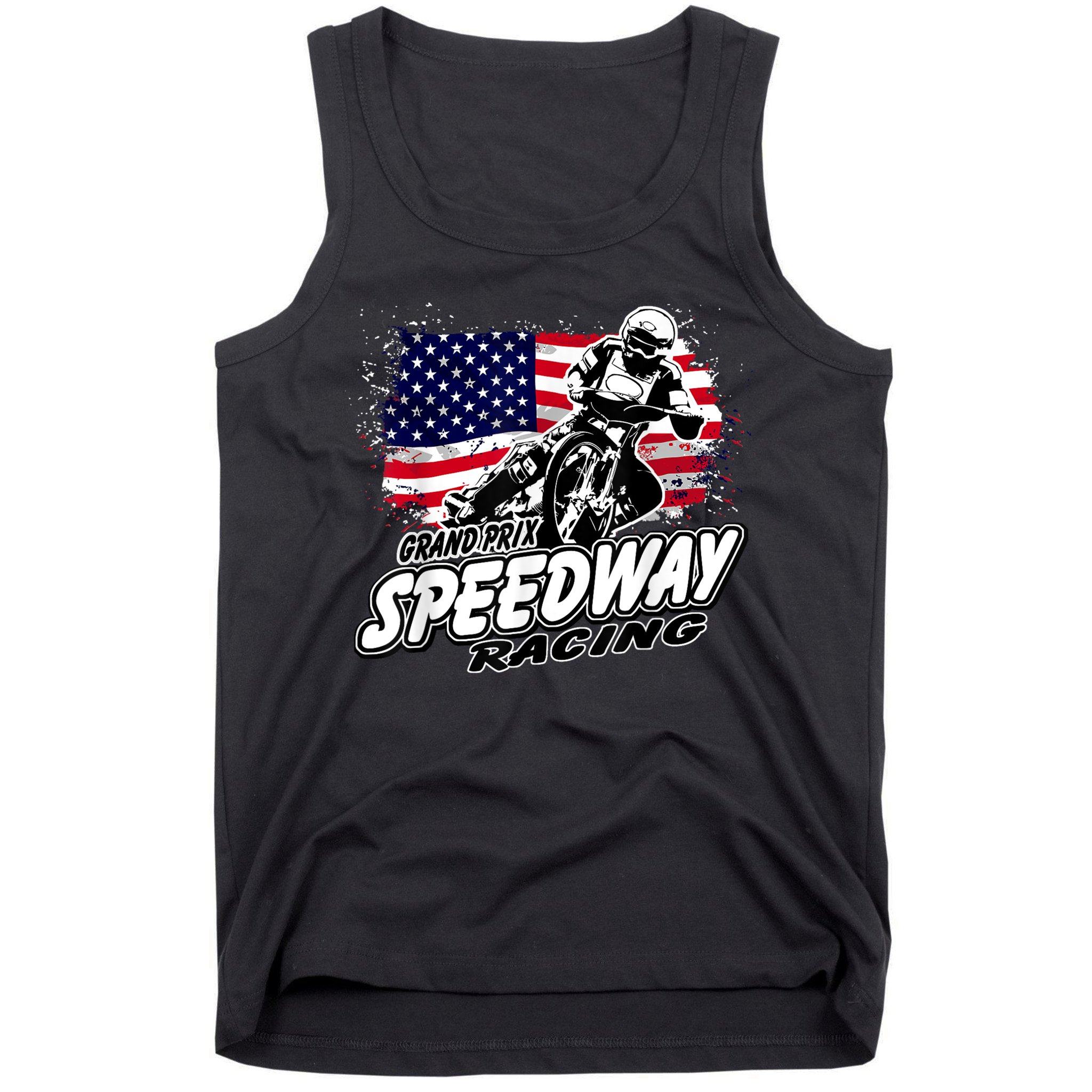 Motorcycle Speedway American Flag Flat Track Race Tank Top