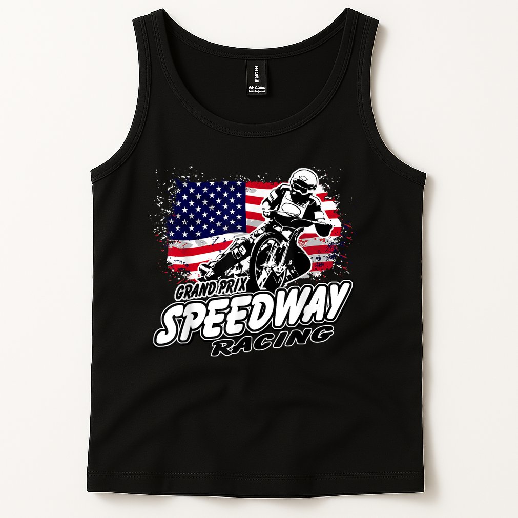 Motorcycle Speedway American Flag Flat Track Race Tank Top