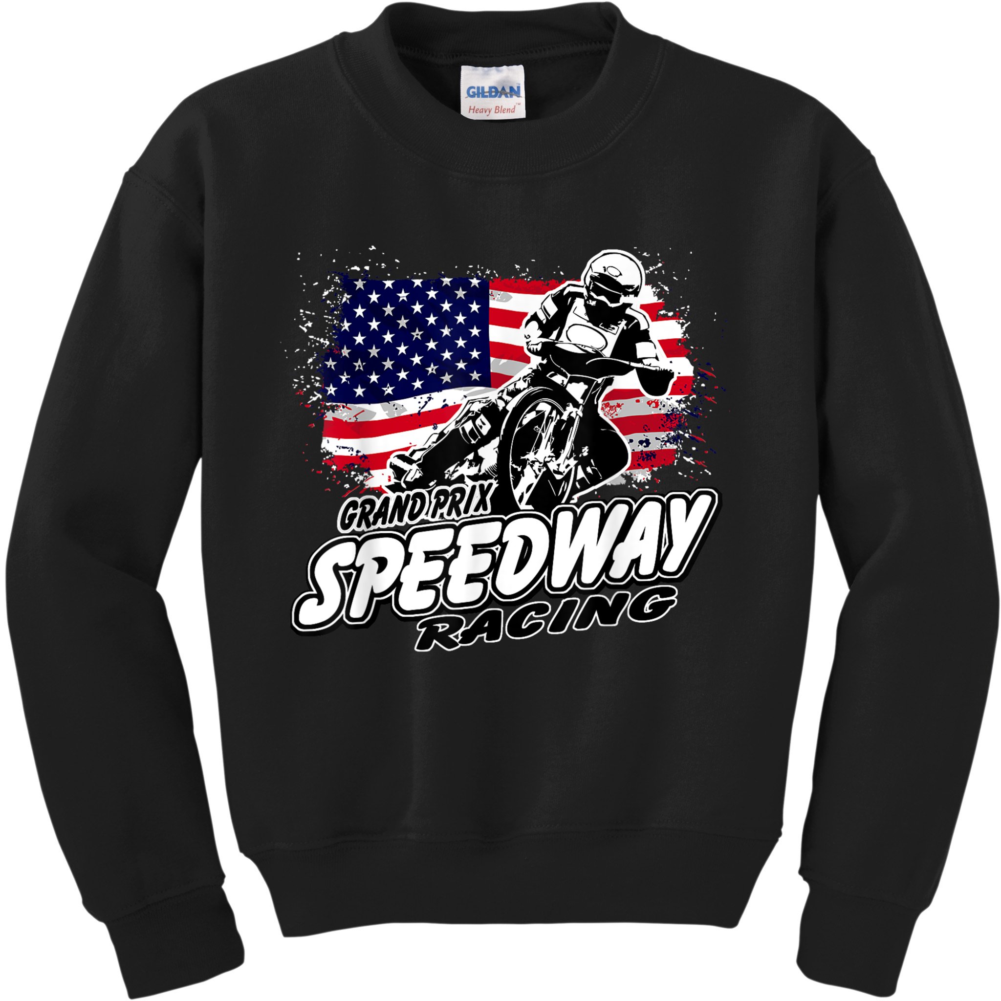 Motorcycle Speedway American Flag Flat Track Race Kids Sweatshirt