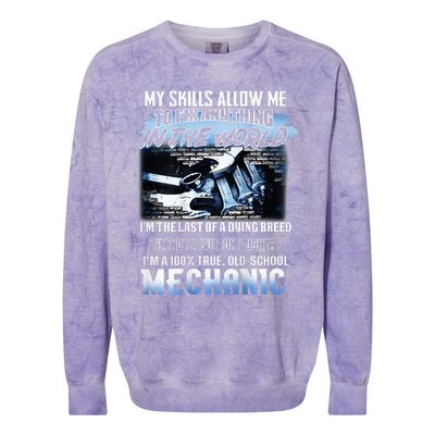 My Skills Allow Me To Fix Anything In The World Mechanic Colorblast Crewneck Sweatshirt