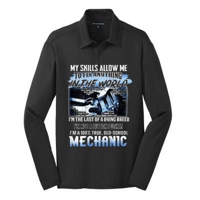 My Skills Allow Me To Fix Anything In The World Mechanic Silk Touch Performance Long Sleeve Polo