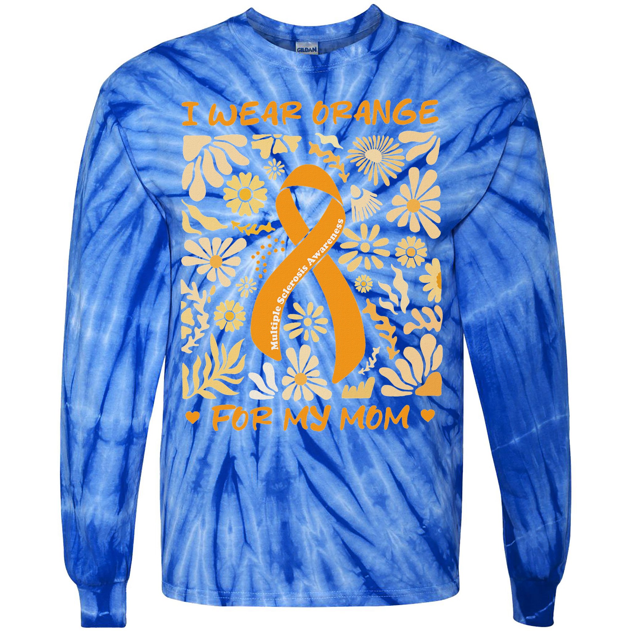 Multiple Sclerosis Awareness I Wear Orange Tie-Dye Long Sleeve Shirt