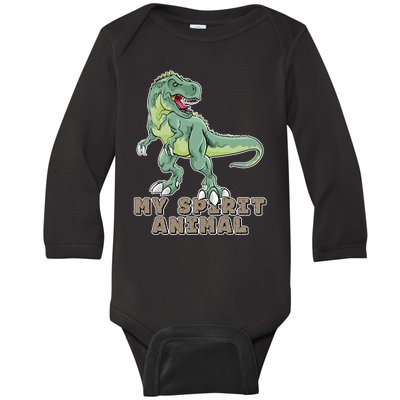 My Spirit Animal Is A T Rex Baby Long Sleeve Bodysuit