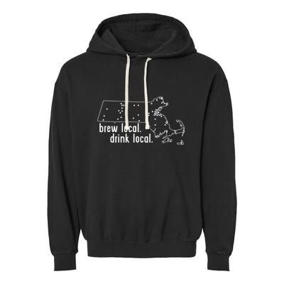 Massachusetts State Brewery Map Craft Beer Graphic Garment-Dyed Fleece Hoodie