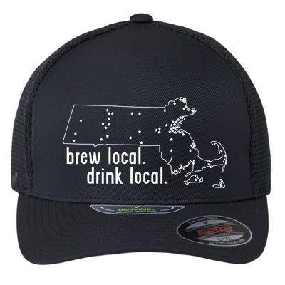 Massachusetts State Brewery Map Craft Beer Graphic Flexfit Unipanel Trucker Cap