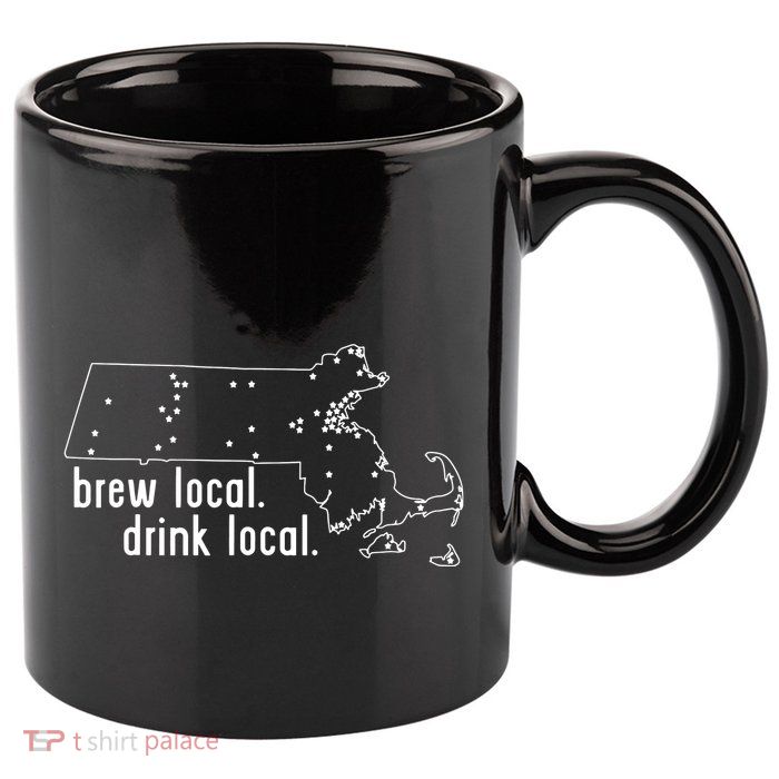 Massachusetts State Brewery Map Craft Beer Graphic 11oz C Handle Ceramic Mug