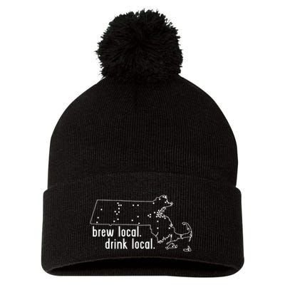 Massachusetts State Brewery Map Craft Beer Graphic Pom Pom 12in Knit Beanie
