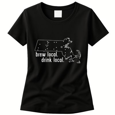 Massachusetts State Brewery Map Craft Beer Graphic Womens T-Shirt