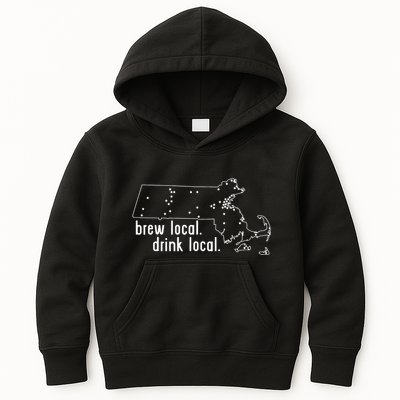 Massachusetts State Brewery Map Craft Beer Graphic Kids Hoodie