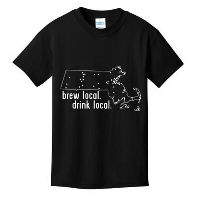 Massachusetts State Brewery Map Craft Beer Graphic Kids T-Shirt
