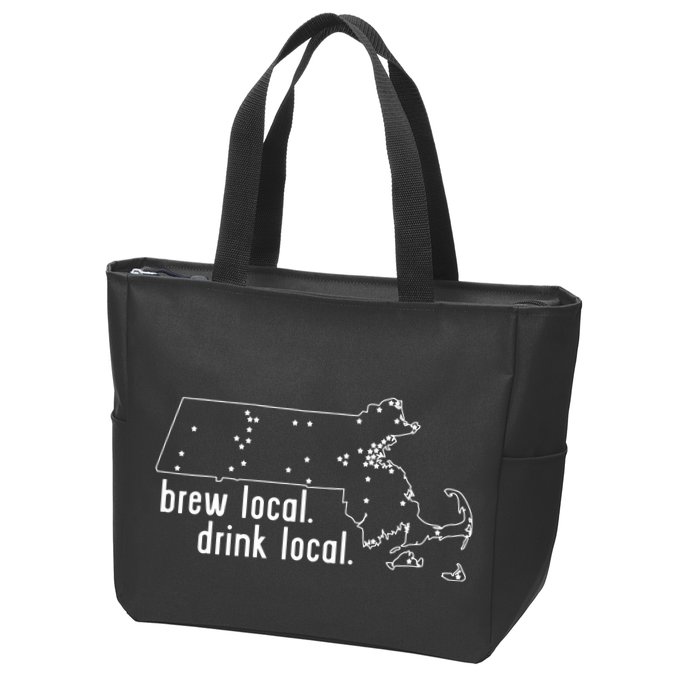Massachusetts State Brewery Map Craft Beer Graphic Zip Tote Bag
