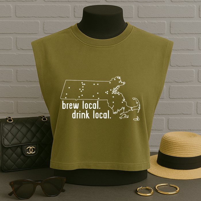 Massachusetts State Brewery Map Craft Beer Graphic Garment-Dyed Women's Muscle Tee