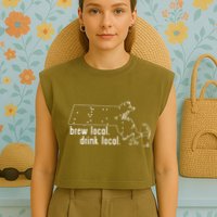 Massachusetts State Brewery Map Craft Beer Graphic Garment-Dyed Women's Muscle Tee