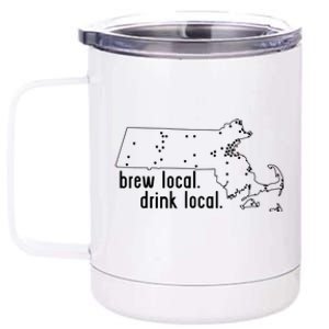 Massachusetts State Brewery Map Craft Beer Graphic 12 oz Stainless Steel Tumbler Cup