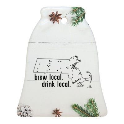 Massachusetts State Brewery Map Craft Beer Graphic Ceramic Bell Ornament