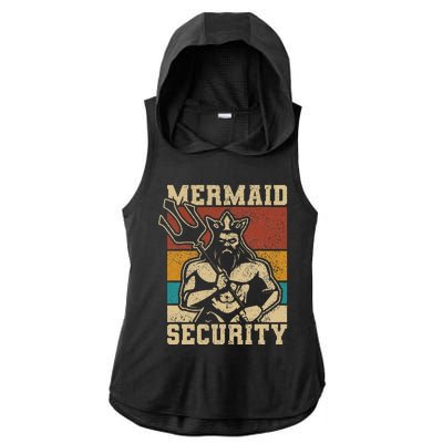 Mermaid Security Bday Costume Merman Birthday Party Outfit Ladies PosiCharge Tri-Blend Wicking Draft Hoodie Tank