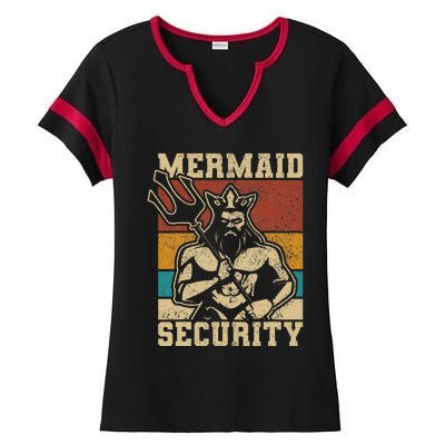 Mermaid Security Bday Costume Merman Birthday Party Outfit Ladies Halftime Notch Neck Tee