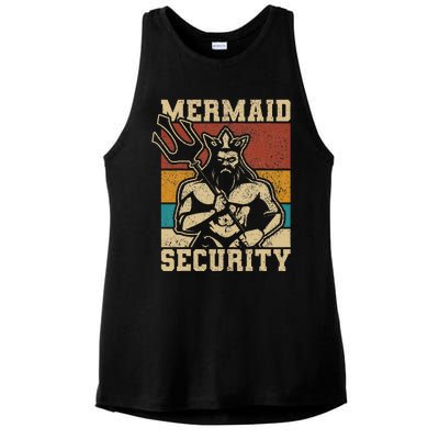 Mermaid Security Bday Costume Merman Birthday Party Outfit Ladies PosiCharge Tri-Blend Wicking Tank