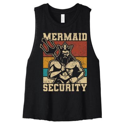 Mermaid Security Bday Costume Merman Birthday Party Outfit Women's Racerback Cropped Tank