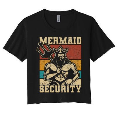 Mermaid Security Bday Costume Merman Birthday Party Outfit Women's Crop Top Tee