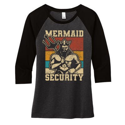 Mermaid Security Bday Costume Merman Birthday Party Outfit Women's Tri-Blend 3/4-Sleeve Raglan Shirt