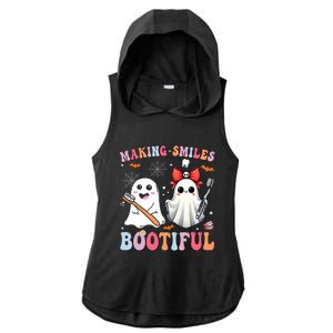 Making Smiles Bootiful Dentist Funny Halloween Ghost Dental Ladies PosiCharge Tri-Blend Wicking Draft Hoodie Tank