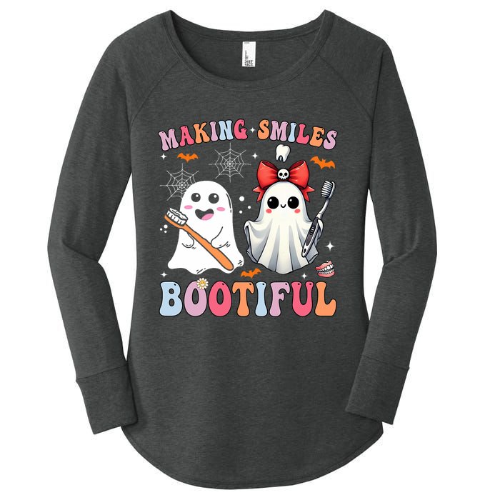 Making Smiles Bootiful Dentist Funny Halloween Ghost Dental Women's Perfect Tri Tunic Long Sleeve Shirt