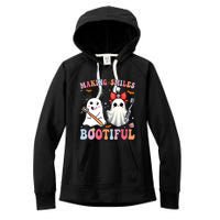 Making Smiles Bootiful Dentist Funny Halloween Ghost Dental Women's Fleece Hoodie