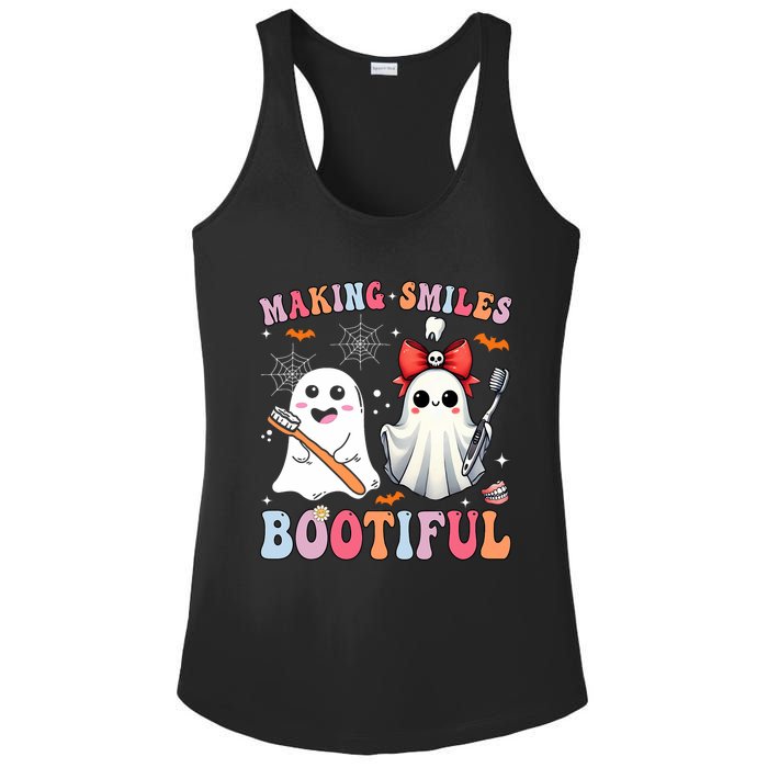 Making Smiles Bootiful Dentist Funny Halloween Ghost Dental Ladies PosiCharge Competitor Racerback Tank