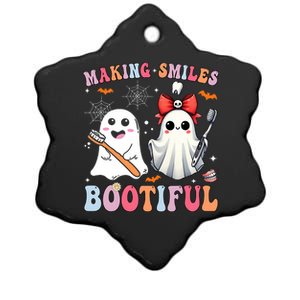 Making Smiles Bootiful Dentist Funny Halloween Ghost Dental Ceramic Star Ornament