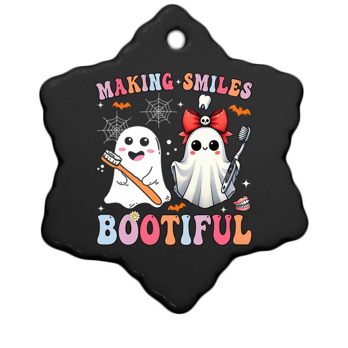 Making Smiles Bootiful Dentist Funny Halloween Ghost Dental Ceramic Star Ornament