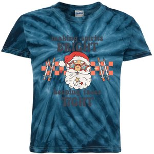 Making Spirits Bright Keeping Faces Tight Nurse Christmas Kids Tie-Dye T-Shirt